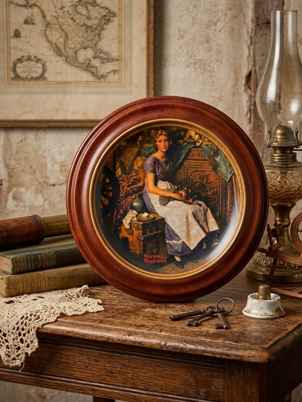 Norman Rockwell "Dreaming in the Attic" Limited Edition Framed Plate